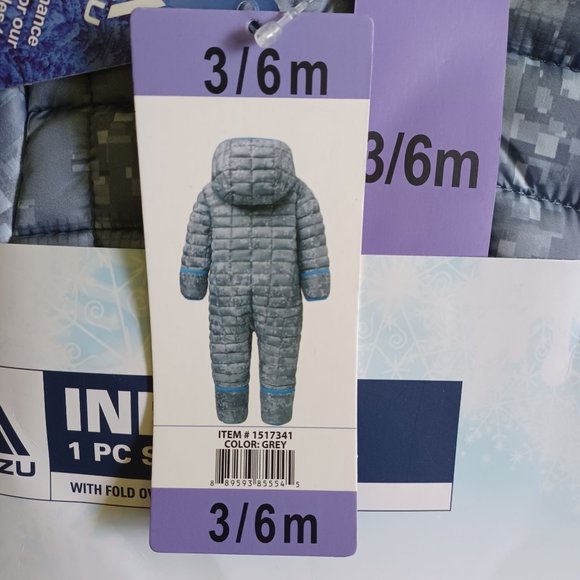 NWT Snozu Infant's Snowsuit Size 3/6M Grey Color Zipper Closure Outerwear Jacket - Picture 10 of 11